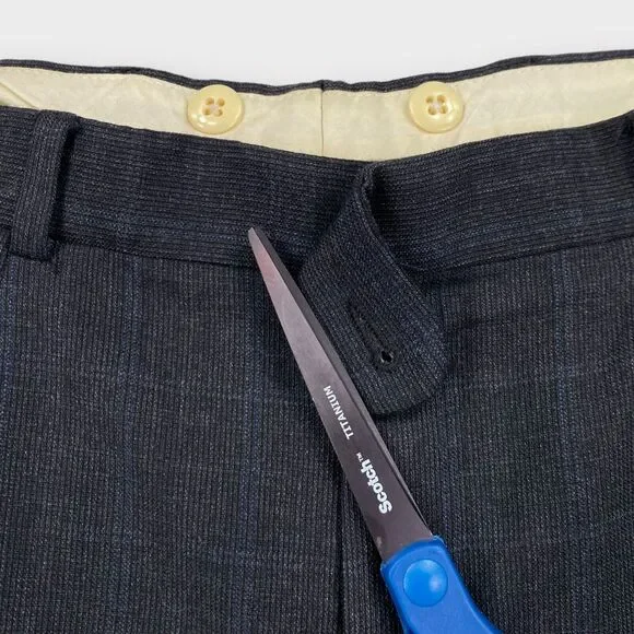 John W Nordstrom Loro Piana Suit Mens 40R 34x29 Windowpane Check Charcoal Wool - Picture 16 of 16